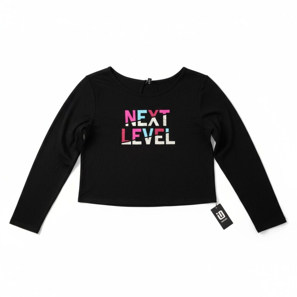 Ideology Girls Long Sleeve Graphic Top “NEXT LEVEL” Black Size XL NWT